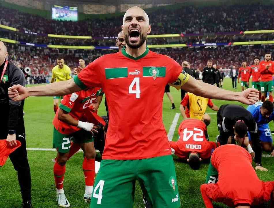 Sofyan Amrabat celebrating win at World Cup